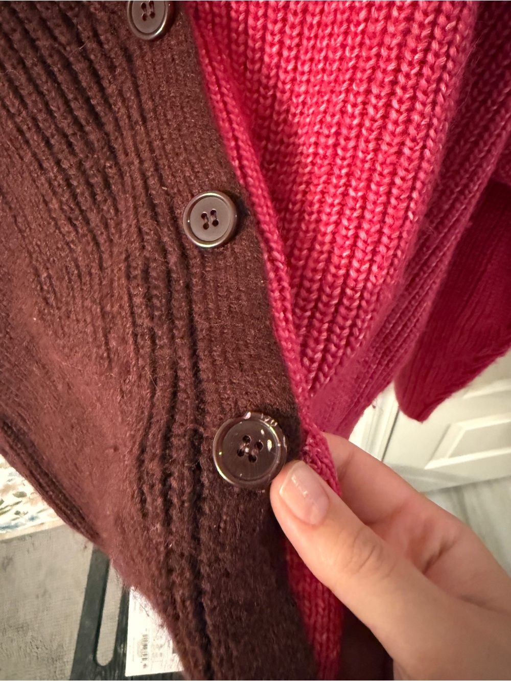 Lane Bryant Two-Tone Ribbed Button Cardigan - Picture 3 of 5